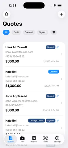 Quotes overview with status tracking