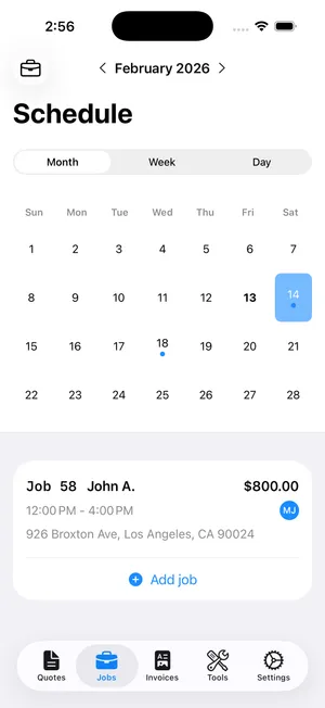 Job scheduling calendar